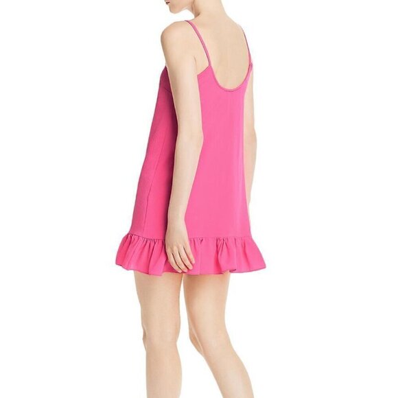 AQUA PINK FLOUNCE HEM SLEEVELESS TEXTURED MINI DRESS L - Picture 2 of 6